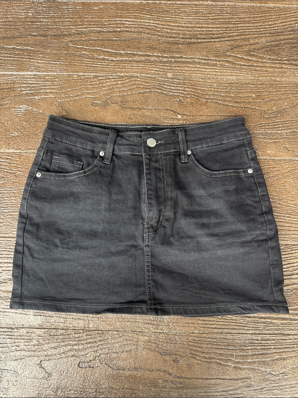 Black Denim Mini Skirt